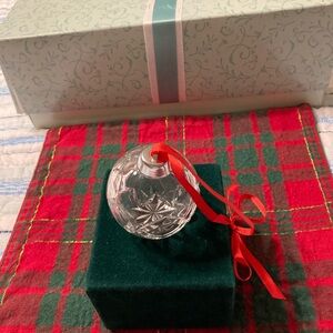 Crystal Holiday Ornament with Red Ribbon